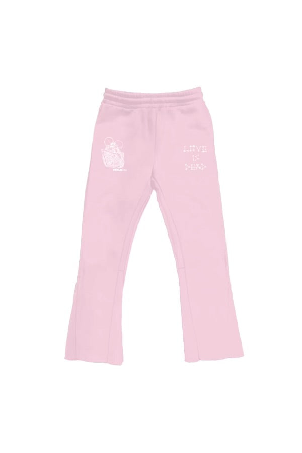 Love Is Dead Flared Sweatpants (Baby Pink)