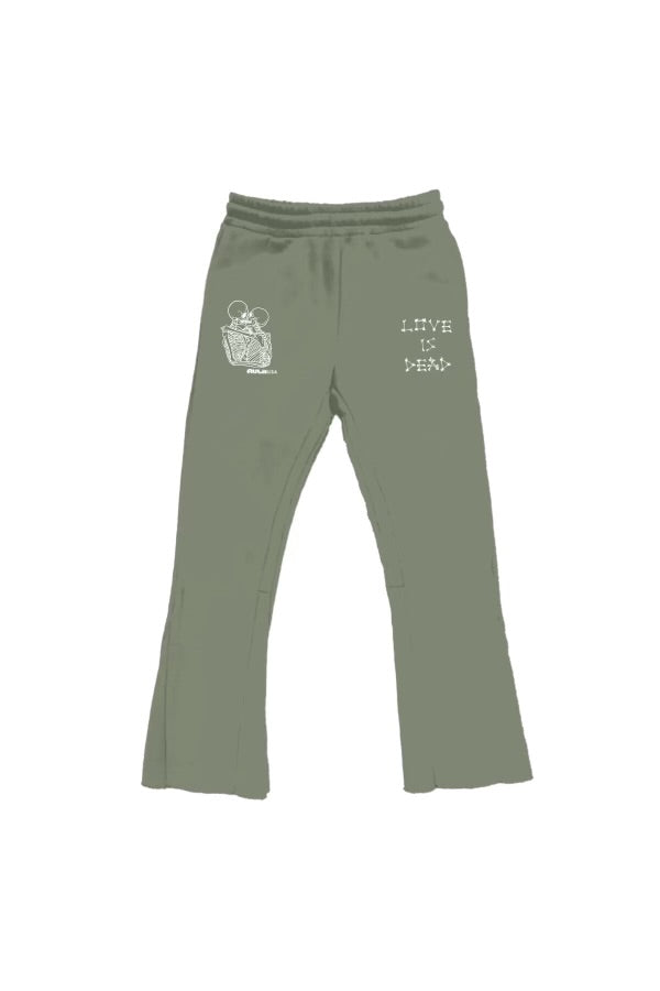 Love Is Dead Flared Sweatpants (Green)