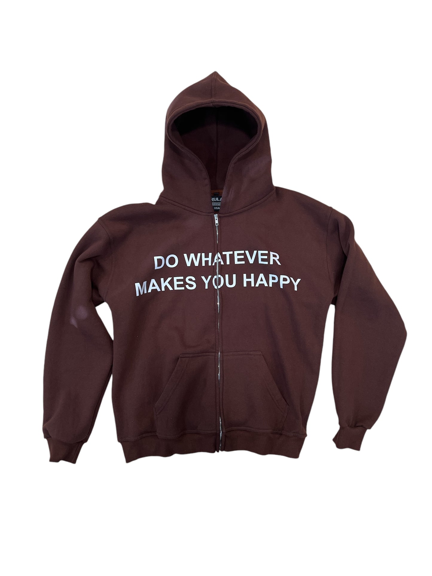 Do Whatever Makes You Happy Zip Hoodie (Brown)
