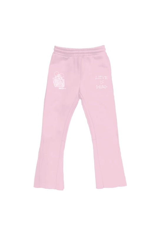 Love Is Dead Flared Sweatpants (Baby Pink)